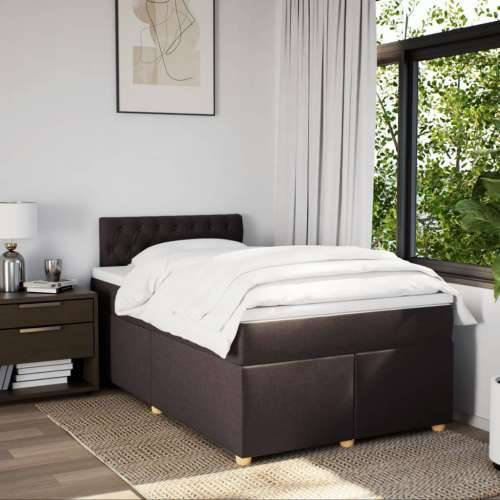 Krevet box spring s madracem tamnosmeđi 120 x 190 cm od tkanine - Tamno smeđa 120 x 190 cm Dizajn s gumbima Cijena