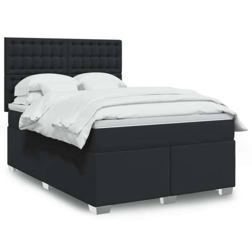 Krevet s oprugama i madracem crni 140 x 190 cm od umjetne kože - Crna 140 x 190 cm gumbi Cijena