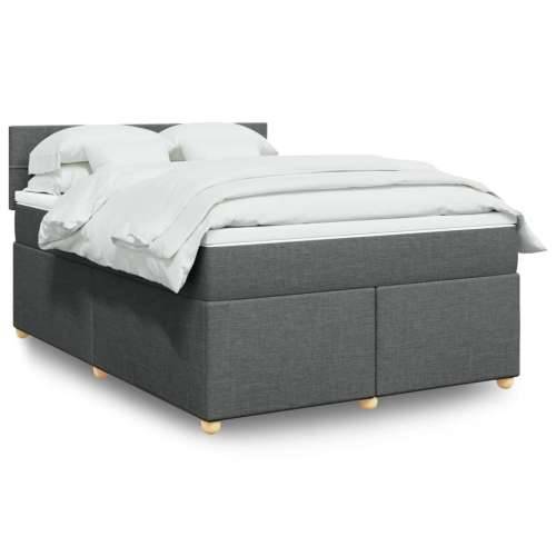 Krevet s oprugama i madracem tamnosivi 140x190 cm od tkanine Tamno siva 140 x 190 cm Blok s kvadratima Cijena
