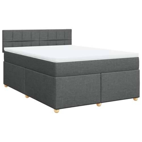 Krevet s oprugama i madracem tamnosivi 140x190 cm od tkanine Tamno siva 140 x 190 cm Blok s kvadratima Cijena