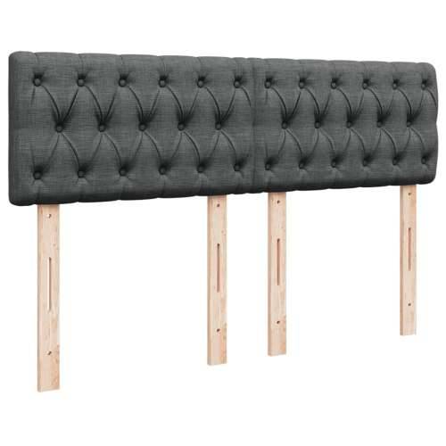 Krevet s oprugama i madracem tamnosivi 140x190 cm od tkanine - Tamno siva 140 x 190 cm Dizajn s gumbima Cijena