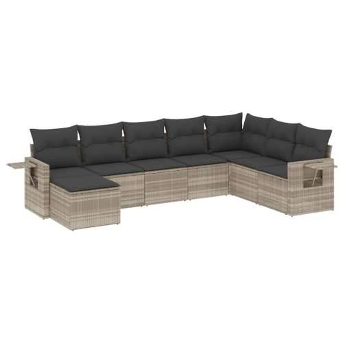 Vrtna garnitura - 8-dijelni set vrtnih sofa od poliratana s jastucima svjetlosivi - Svjetlosiva Bez stola 1 Cijena