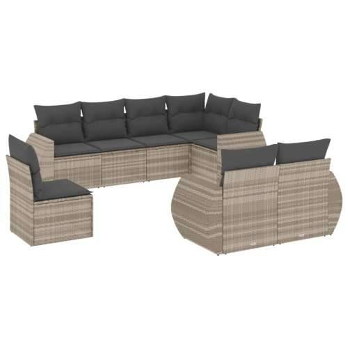 Vrtna garnitura - 8-dijelni set vrtnih sofa od poliratana s jastucima svjetlosivi - Svjetlosiva Bez stola 1 Cijena