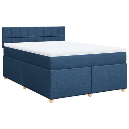Krevet s oprugama i madracem plavi 140x200 cm od tkanine - Plava 140 x 200 cm Blok s kvadratima Cijena