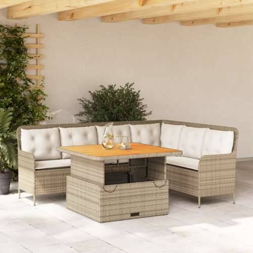 Vrtna garnitura - 2-dijelni set vrtnih sofa od poliratana s jastucima bež - bež i krem 110 x 110 x 40/71 cm 1 Cijena
