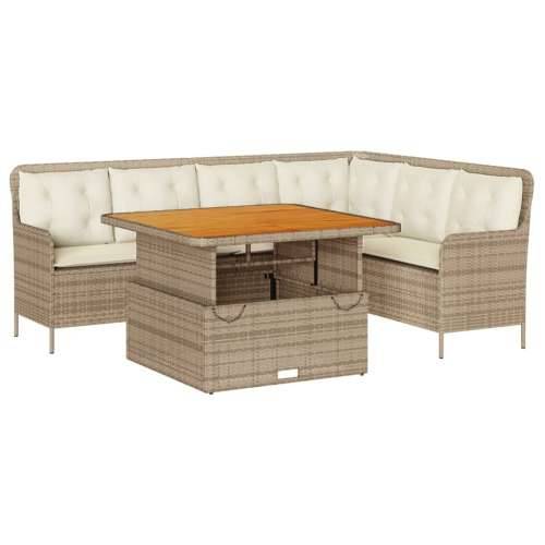 Vrtna garnitura - 2-dijelni set vrtnih sofa od poliratana s jastucima bež - bež i krem 110 x 110 x 40/71 cm 1 Cijena