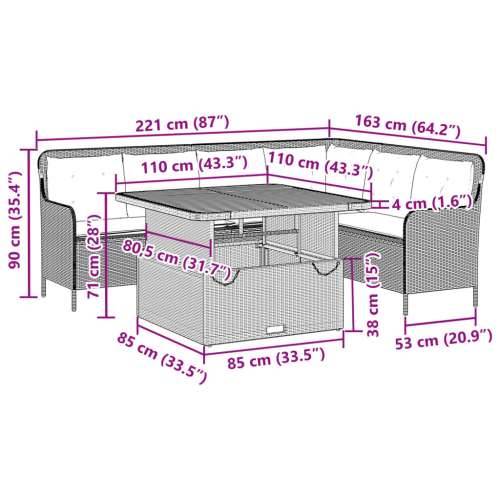 Vrtna garnitura - 2-dijelni set vrtnih sofa od poliratana s jastucima bež - bež i krem 110 x 110 x 40/71 cm 1 Cijena