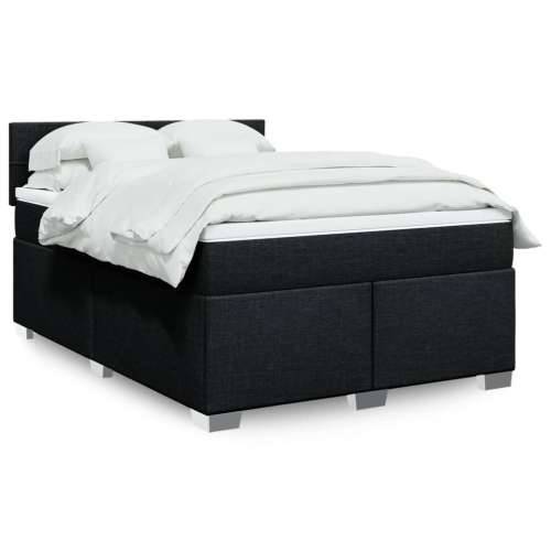 Krevet s oprugama i madracem crni 140 x 190 cm od tkanine - Crna 140 x 190 cm Blok s kvadratima Cijena