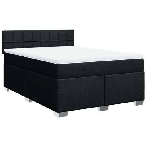 Krevet s oprugama i madracem crni 140 x 190 cm od tkanine - Crna 140 x 190 cm Blok s kvadratima Cijena