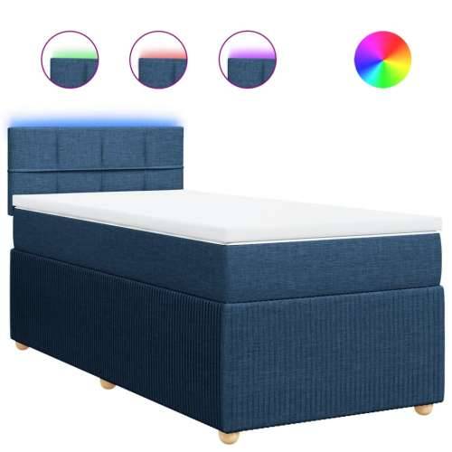 Krevet s oprugama i madracem plavi 90 x 190 cm od tkanine - Plava 90 x 190 cm Blok s kvadratima Cijena
