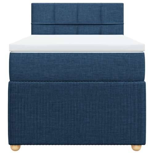 Krevet s oprugama i madracem plavi 90 x 190 cm od tkanine - Plava 90 x 190 cm Blok s kvadratima Cijena