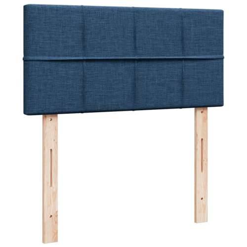 Krevet s oprugama i madracem plavi 90 x 190 cm od tkanine - Plava 90 x 190 cm Blok s kvadratima Cijena