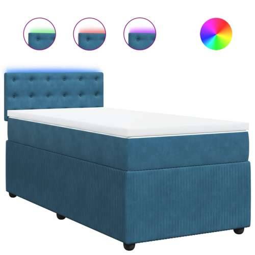 Box spring krevet s madracem plavi 90x190 cm baršunasti - Plava 90 x 190 cm gumbi Cijena