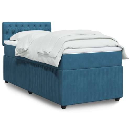 Box spring krevet s madracem plavi 90x190 cm baršunasti - Plava 90 x 190 cm Dizajn s gumbima Cijena