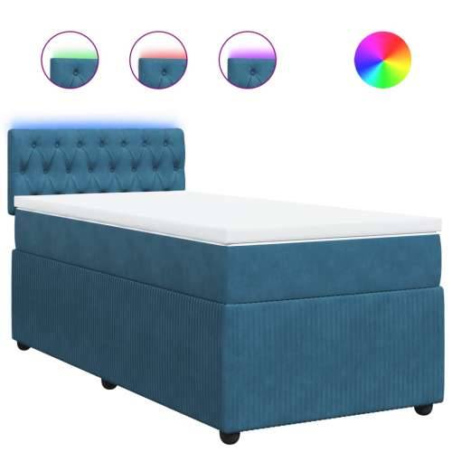 Box spring krevet s madracem plavi 90x190 cm baršunasti - Plava 90 x 190 cm Dizajn s gumbima Cijena
