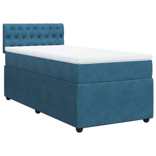 Box spring krevet s madracem plavi 90x190 cm baršunasti - Plava 90 x 190 cm Dizajn s gumbima Cijena
