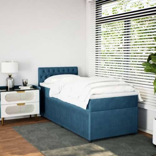 Box spring krevet s madracem plavi 90x190 cm baršunasti - Plava 90 x 190 cm Dizajn s gumbima Cijena