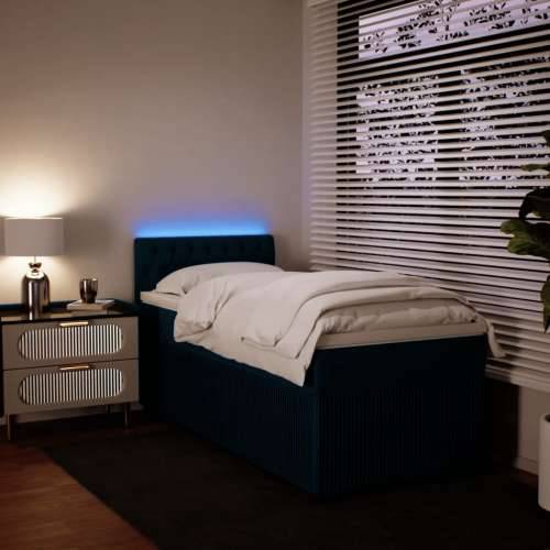 Box spring krevet s madracem plavi 90x190 cm baršunasti - Plava 90 x 190 cm Dizajn s gumbima Cijena