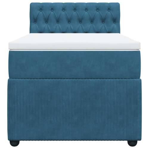 Box spring krevet s madracem plavi 90x190 cm baršunasti - Plava 90 x 190 cm Dizajn s gumbima Cijena