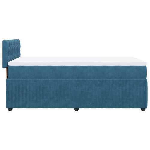 Box spring krevet s madracem plavi 90x190 cm baršunasti - Plava 90 x 190 cm Dizajn s gumbima Cijena