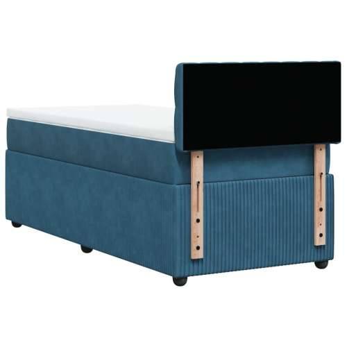 Box spring krevet s madracem plavi 90x190 cm baršunasti - Plava 90 x 190 cm Dizajn s gumbima Cijena