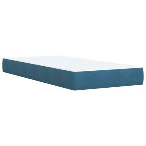 Box spring krevet s madracem plavi 90x190 cm baršunasti - Plava 90 x 190 cm Dizajn s gumbima Cijena