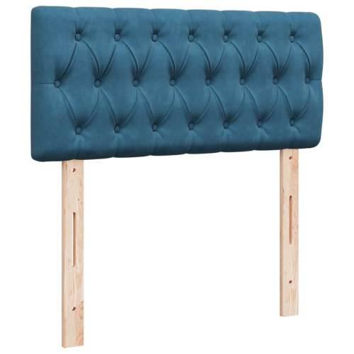 Box spring krevet s madracem plavi 90x190 cm baršunasti - Plava 90 x 190 cm Dizajn s gumbima Cijena