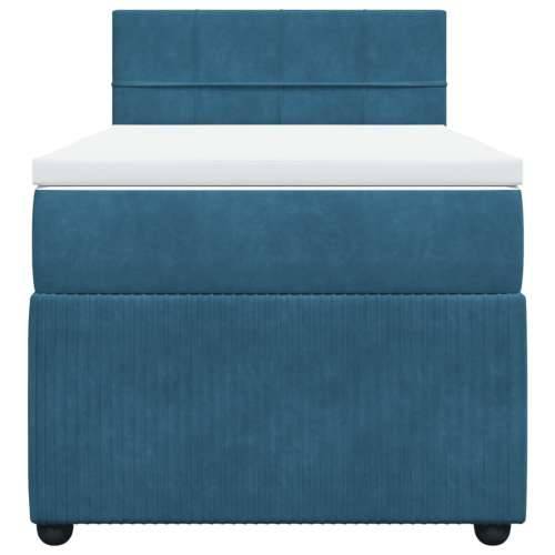 Box spring krevet s madracem plavi 90x190 cm baršunasti - Plava 90 x 190 cm Blok s kvadratima Cijena