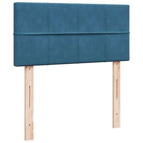 Box spring krevet s madracem plavi 90x190 cm baršunasti - Plava 90 x 190 cm Blok s kvadratima Cijena