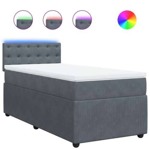 Box spring krevet s madracem tamnosivi 90x200 cm baršunasti - Tamno siva 90 x 200 cm gumbi Cijena