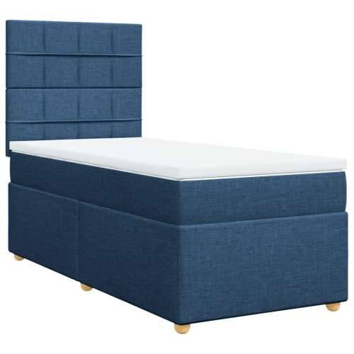 Krevet s oprugama i madracem plavi 90 x 200 cm od tkanine - Plava 90 x 200 cm Blok s kvadratima Cijena