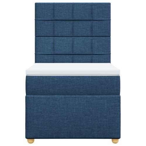 Krevet s oprugama i madracem plavi 90 x 200 cm od tkanine - Plava 90 x 200 cm Blok s kvadratima Cijena