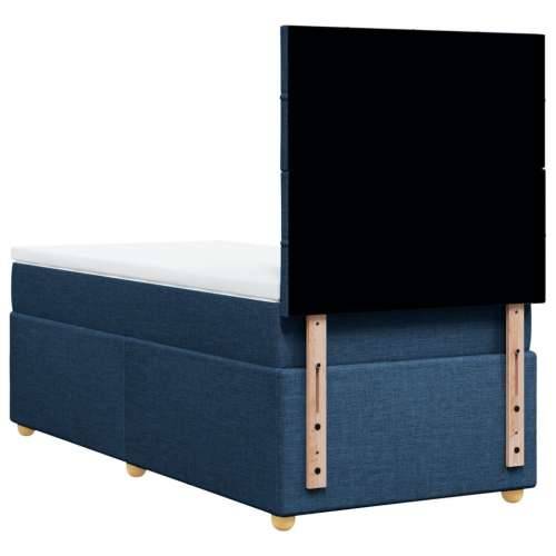 Krevet s oprugama i madracem plavi 90 x 200 cm od tkanine - Plava 90 x 200 cm Blok s kvadratima Cijena