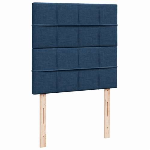 Krevet s oprugama i madracem plavi 90 x 200 cm od tkanine - Plava 90 x 200 cm Blok s kvadratima Cijena