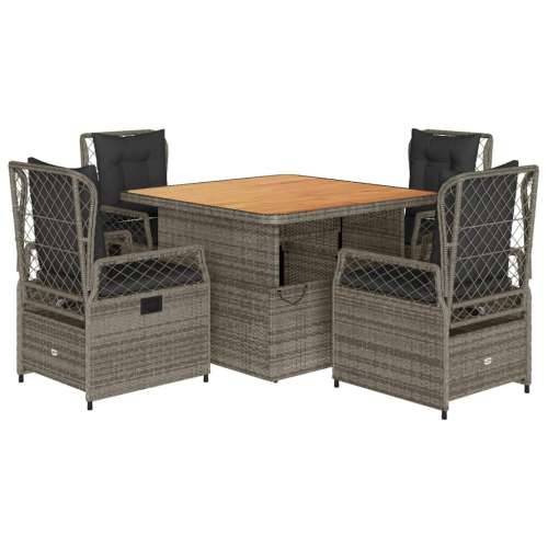 Vrtna garnitura - 5-dijelni vrtni blagovaonski set sivi od poliratana - Siva Dužina stola 110 cm 4 Cijena