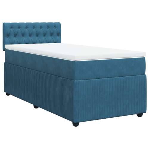 Box spring krevet s madracem plavi 100x200 cm baršunasti - Plava 100 x 200 cm Dizajn s gumbima Cijena