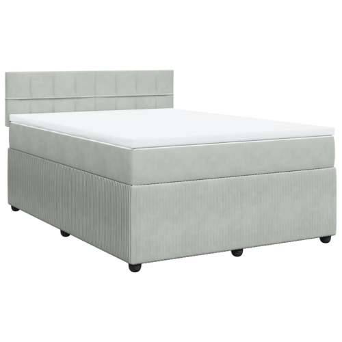 Krevet s oprugama i madracem svjetlosivi 140x190 cm baršunasti - Svjetlosiva 140 x 190 cm Blok s kvadratima Cijena