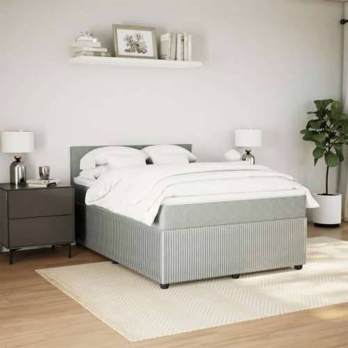 Krevet s oprugama i madracem svjetlosivi 140x190 cm baršunasti - Svjetlosiva 140 x 190 cm Blok s kvadratima Cijena