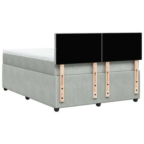Krevet s oprugama i madracem svjetlosivi 140x190 cm baršunasti - Svjetlosiva 140 x 190 cm Blok s kvadratima Cijena