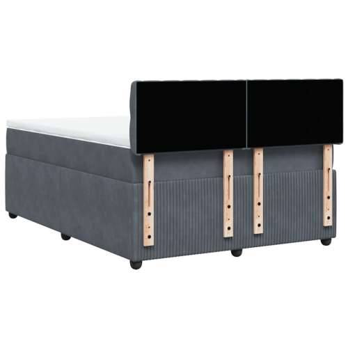 Krevet s oprugama i madracem tamnosivi 140x190 cm baršunasti - Tamno siva 140 x 190 cm Dizajn s gumbima Cijena