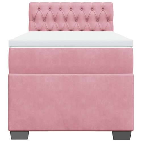 Box spring krevet s madracem ružičasti 90x190 cm baršunasti - Ružičasta 90 x 190 cm Dizajn s gumbima Cijena