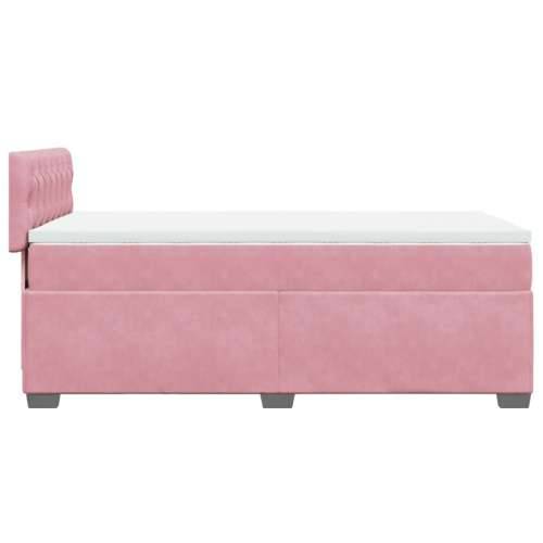 Box spring krevet s madracem ružičasti 90x190 cm baršunasti - Ružičasta 90 x 190 cm Dizajn s gumbima Cijena