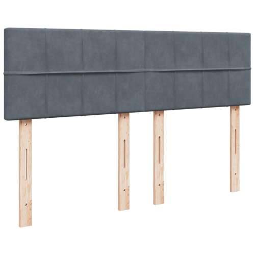 Krevet s oprugama i madracem tamnosivi 160x200 cm baršunasti - Tamno siva 160 x 200 cm Blok s kvadratima Cijena