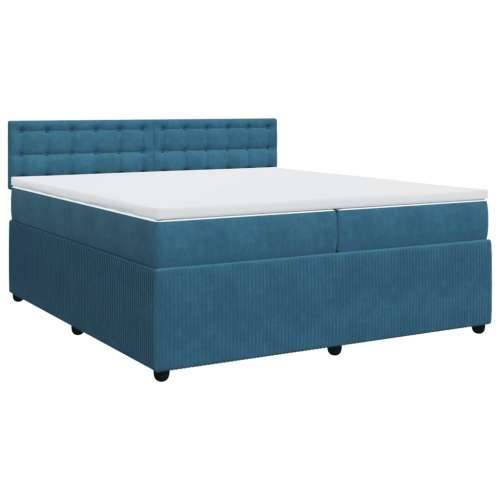 Krevet s oprugama i madracem plavi 200x200 cm baršunasti - Plava 200 x 200 cm gumbi Cijena