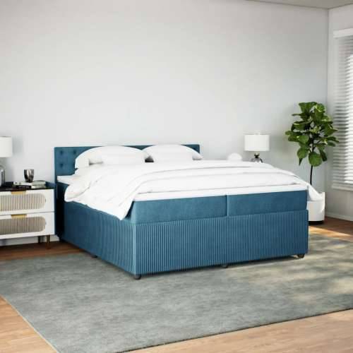Krevet s oprugama i madracem plavi 200x200 cm baršunasti - Plava 200 x 200 cm gumbi Cijena