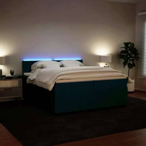 Krevet s oprugama i madracem plavi 200x200 cm baršunasti - Plava 200 x 200 cm gumbi Cijena