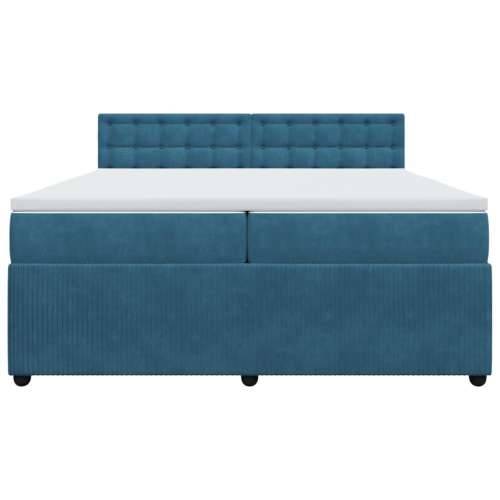 Krevet s oprugama i madracem plavi 200x200 cm baršunasti - Plava 200 x 200 cm gumbi Cijena