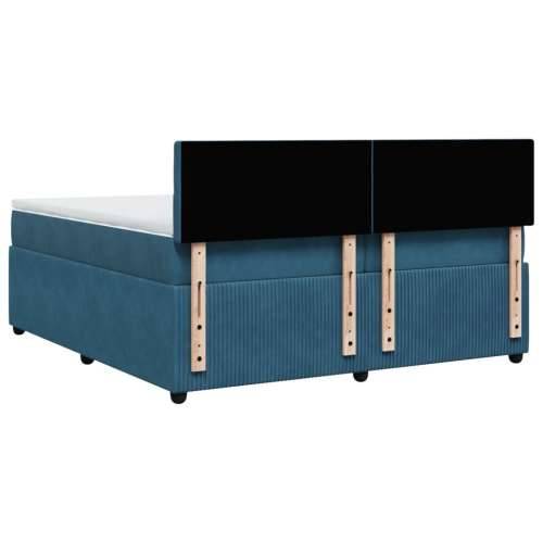 Krevet s oprugama i madracem plavi 200x200 cm baršunasti - Plava 200 x 200 cm gumbi Cijena