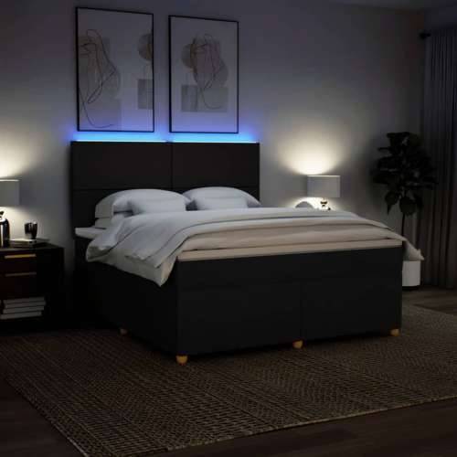 Krevet s oprugama i madracem crni 180x200 cm od tkanine - Crna 180 x 200 cm Gladak dizajn Cijena