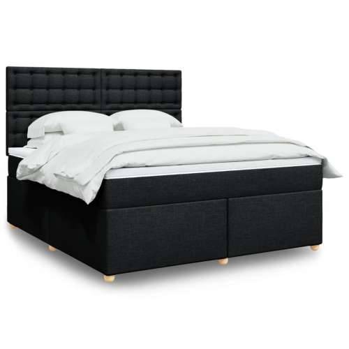 Krevet s oprugama i madracem crni 180x200 cm od tkanine - Crna 180 x 200 cm gumbi Cijena